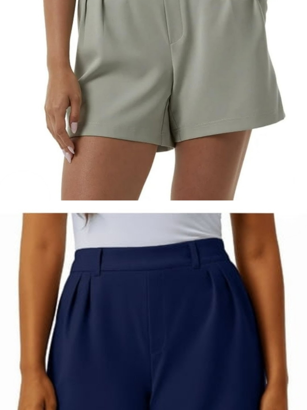 Lot Of 2 32 Degrees Cool Women's High-Waist Tailored Shorts - Sage and Navy